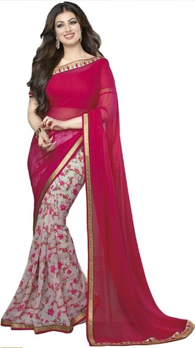 Floral printed georgette saree - georgette,