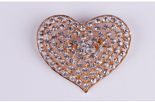 Large gold tone heart diamante - tone,