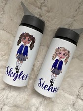 School Water Bottles with Custom Designs Flip Top Straw - permanently printed 