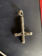 925 Sterling Silver Inverted Cross Pendant. Goth , punk , metal , 