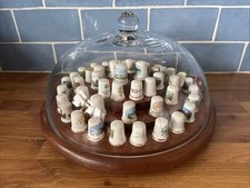 Thimble Glass Dome 52 Thimble Display Including Thimbles - VGC - Please Read