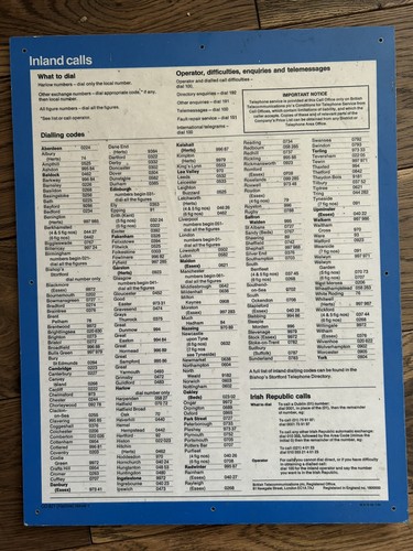 Original telephone box notice - telephone,