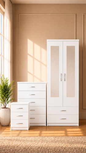 White ready assembled bedroom - white,