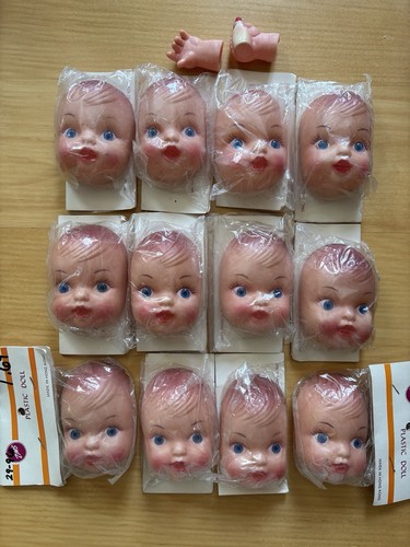 Vintage lot plastic doll faces - vintage,