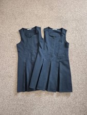 Marks And Spencers X2 Girls Navy School Pinafores Age 7/8 Years