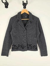 Deane & White Wool Jacket Womens | Grey Embroidered | UK S | Button Blazer