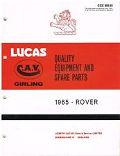 ROVER P5 Mk2 P6 2000 LAND ROVER 2A 2B ORIG 1965 LUCAS ELECTRICAL PARTS CATALOGUE