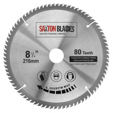 Saxton TCT Circular Wood Saw Blade 216mm x 80T x 30mm for Bosch Dewalt Mitre