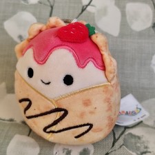 Squishmallows Gasten The Strawberry Crepe Plush Soft Toy Keyring Bag Charm 3.5in