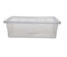 56cm Under Bed Storage Box Spacemaster Clear Plastic Stackable Home Storage Box