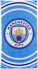 MANCHESTER CITY FC LARGE BLUE WHITE BEACH BATH SWIM GYM TOWEL 100% COTTON MCFC