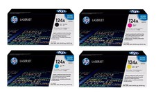 4x Genuine HP 124A toner cartridges (Q6000A Q6001A Q6002A Q6003A) - VAT included