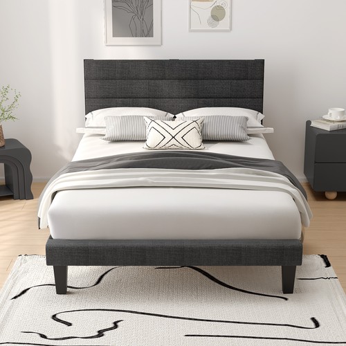 Single fabric bed - fabric, wooden