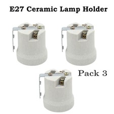 3 x Ceramic Porcelain Light Bulb Holder E27 Edison Screw Heat Lamp Holders