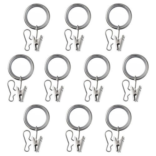 Curtain rings with - rings, hooks