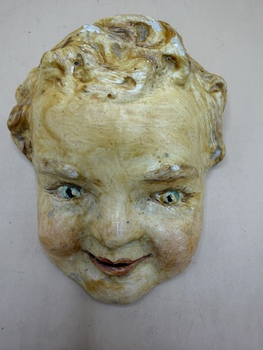 Vintage chalkware cherub wall - chalkware,