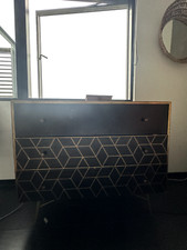 Black Wood & Gold Sideboard / Chest of Drawers