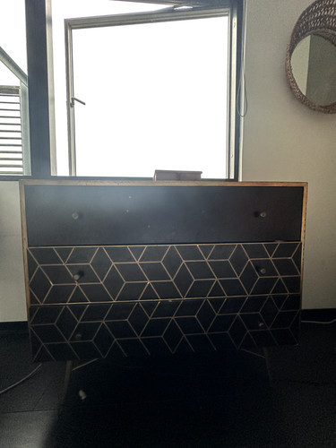 Black wood gold sideboard - black,