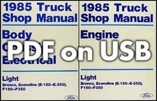 1985 Ford Truck Shop Manual 5 Book Set on USB F150 F250 F350 Bronco Van Service
