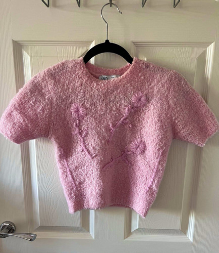 Zara pink floral embroidered - zara,