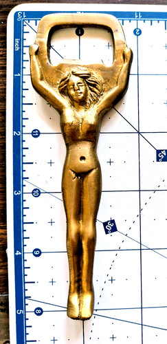 Vtg brass naked lady soda - brass,