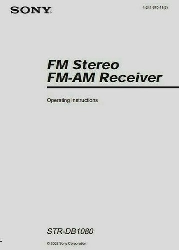Sony str db1080 - -, fm