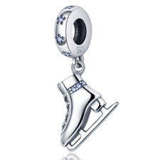 Sterling 925 Silver Ice Skates Boot Charm Skating Lover Winter Sports Olympic 