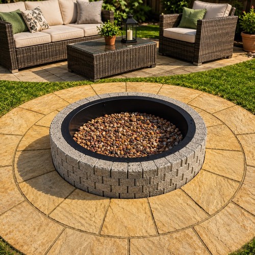 110cm round grey - grey, fire