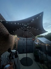 Banana Cantilever Grey Garden Parasol With Weights & Cover & lights 