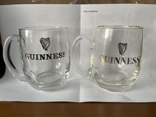 2 Vintage Guinness Gold Harp Logo Half Pint 1/2 pt Glass Tankard Crown Mark Mug 