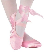 Ballet Shoes with ribbons Satin Ballet Dance shoes Split sole kids Adults Sizes