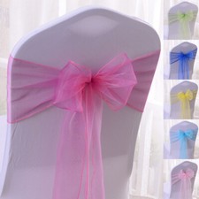 25/50/75/100 Organza Sashes Chair Cover Bow Sash Wider Fuller Bows Wedding Party
