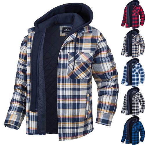 Men plaid hooded coat - men's,