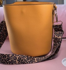 Ladies Orange Bucket Shoulder Bag With New Ocelot Print  Strap.