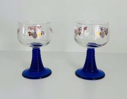 Pair vintage blue stem - pair,