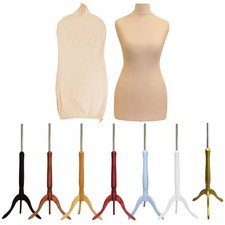 Female UK Size 10/12 Tailors Dummy Mannequin Cream Cover With Tripod Stands