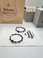 Vivienne Westwood Large Felicia Black Titanium Hoop Earrings W/ Gift Packaging 