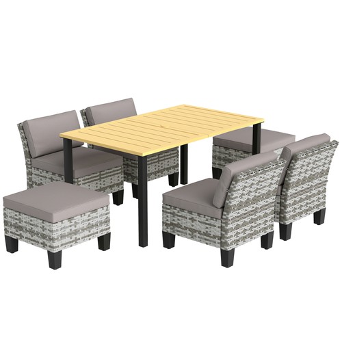Seven piece rattan dining set - seven-piece,