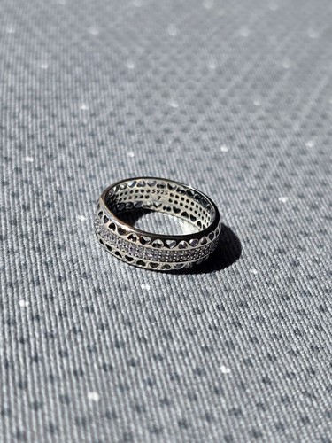 Sterling silver heart band - silver,
