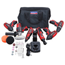 Sealey CP1200COMBO2 12v Cordless 6 Piece Tool Kit 2 Batteries Charger + Bag