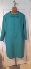 Classic Vintage Peggy French Couture Aqua Two Piece Dress Coat In One  16/18 