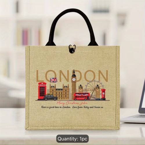 Funny london jute bag - london,