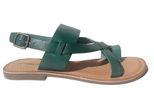 Ladies Teal Green Leather Toe