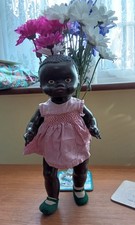 Vintage/Antique Black Doll. Original Clothing.  Composition. 34 Cm
