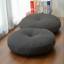 40CM Round Linen Futon Chair Cushion Pad Floor Tatami Pillow Throw Yoga Mat Grey