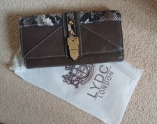 LYDC Ladies Purse/Wallet - Brown & Faux Snakeskin Trim - Good Condition 