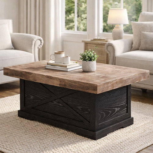 Rustic square coffee table - square,