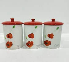 Tea, Coffee & Sugar Canisters / Storage Jars set of 3 Rayware Alpine Poppy  