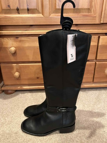 Ladies black long - long, leather