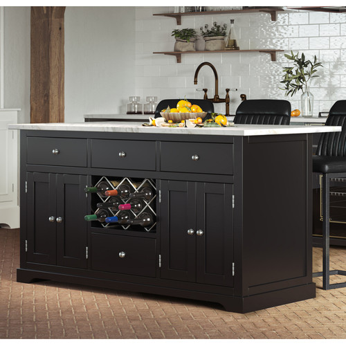 Black kitchen island - kitchen, with